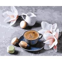 Kávé és macaron számfestő 40x50cm (keretre feszített)