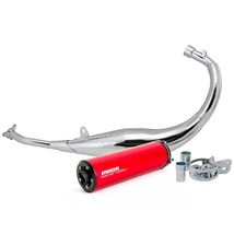 Kipufogó Minarelli AM6 Enduro, Supermoto 50-70cc (piros hangtompítóval) VOCA Chromed