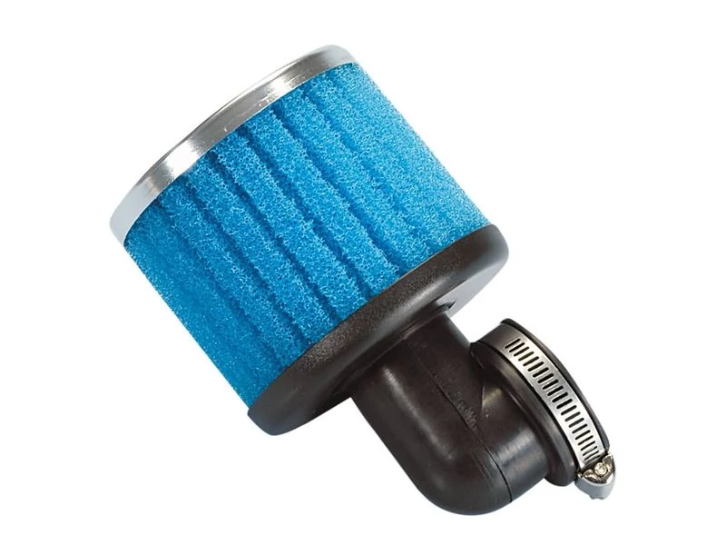 Levegőszűrő 38mm 90° hajlított hosszú (kék) Polini